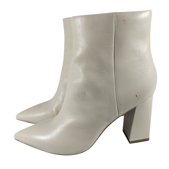 NWOT! MARC FISHER! CREAM BEIGE GENUINE LEATHER POINTY TIE ZIPPER BOOTS! SZ 10M - Picture 11 of 11
